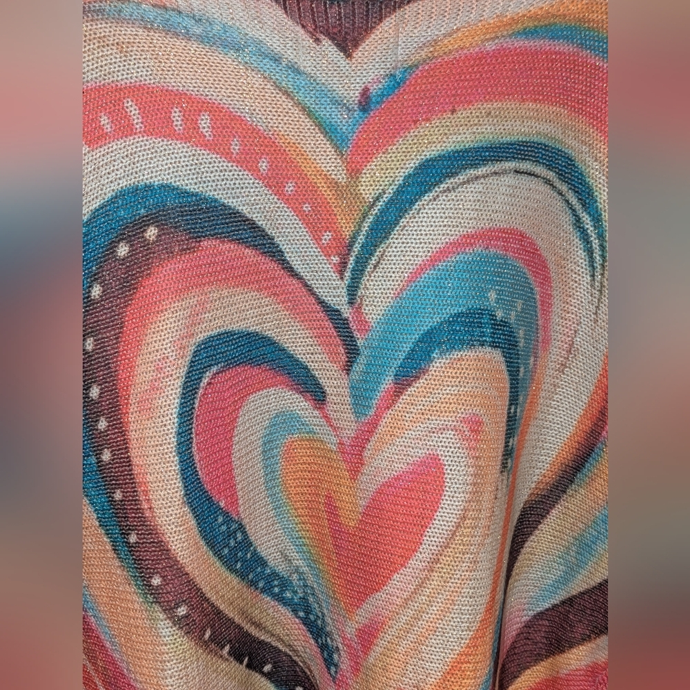 BRAND BAZAR Italian Knit Top – Heart Print Boho - Picture 8 of 11